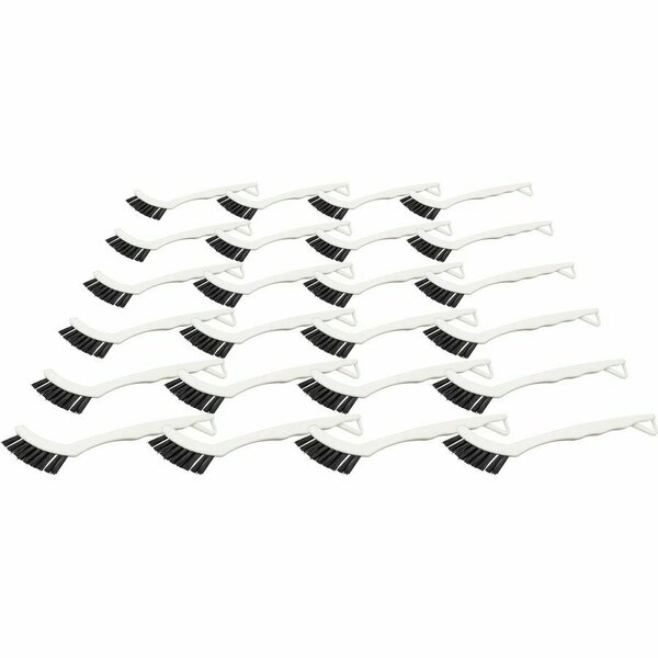 Genuine Joe Hand Held Grout Brush - 8in Plastic Handle -  Nylon Bristles  - White, 24PK GJO18414CT